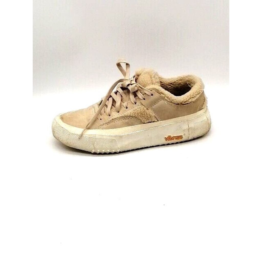 Brandblack Womens Sneaker Beige Vibram Faux Fur Lining Lace Up Running Shoe 8